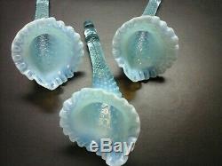 Vintage Fenton Victorian Epergne Opal. Diamond Lace Footed With 3 Horns