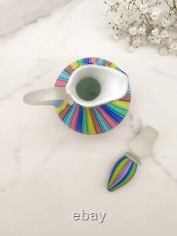 Vintage Fratelli Toso Murano Rainbow Satin Art Glass Cruet