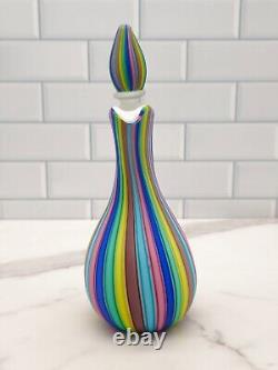 Vintage Fratelli Toso Murano Rainbow Satin Art Glass Cruet