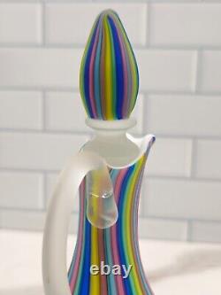 Vintage Fratelli Toso Murano Rainbow Satin Art Glass Cruet