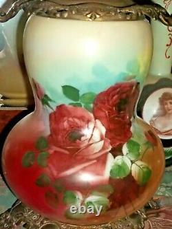 Vintage Gone With The Wind Handpainted Floral Victorian Lamp