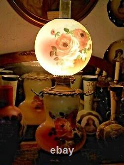 Vintage Gone With The Wind Handpainted Floral Victorian Lamp