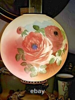 Vintage Gone With The Wind Handpainted Floral Victorian Lamp