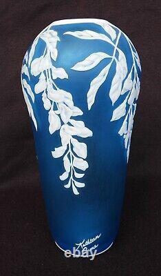 Vintage Kathleen Orme 11 Cameo Art Glass Wisteria Vase Signed & Serial Number