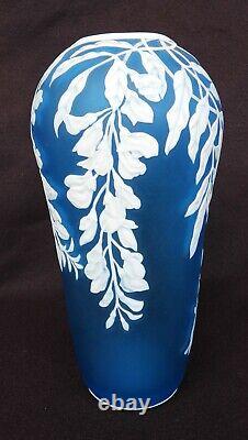 Vintage Kathleen Orme 11 Cameo Art Glass Wisteria Vase Signed & Serial Number