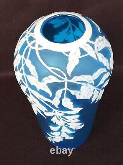 Vintage Kathleen Orme 11 Cameo Art Glass Wisteria Vase Signed & Serial Number