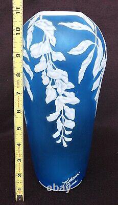 Vintage Kathleen Orme 11 Cameo Art Glass Wisteria Vase Signed & Serial Number