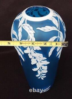 Vintage Kathleen Orme 11 Cameo Art Glass Wisteria Vase Signed & Serial Number