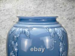 Vintage Large Victorian Blue Glass Floral Motif Vase