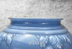 Vintage Large Victorian Blue Glass Floral Motif Vase