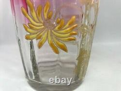 Vintage Legras Quality Enameled St. Denis Chrysanthemum Decor Rubina Glass Vase