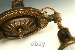 Vintage Light Fixture Hanging Brass Victorian Art Glass Lamp Shades Ceiling