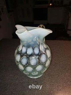 Vintage MMA Fenton Art Glass Opalescent Coin Dot Iced Tea Pitcher