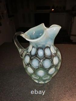 Vintage MMA Fenton Art Glass Opalescent Coin Dot Iced Tea Pitcher