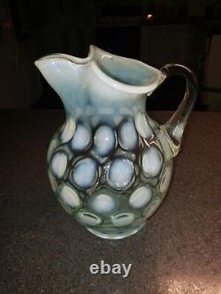 Vintage MMA Fenton Art Glass Opalescent Coin Dot Iced Tea Pitcher