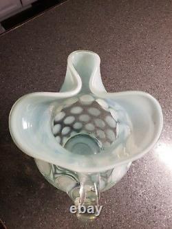 Vintage MMA Fenton Art Glass Opalescent Coin Dot Iced Tea Pitcher