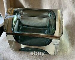 Vintage Murano Art Glass Sommerso Trinket Box Vanity Casket Trunk Seguso