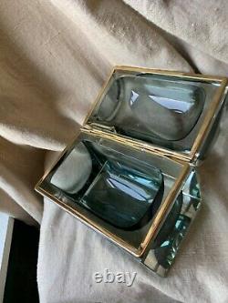 Vintage Murano Art Glass Sommerso Trinket Box Vanity Casket Trunk Seguso