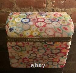 Vintage Murano Glass Fratelli Toso Millefiori Trinket Box Vanity Casket Trunk