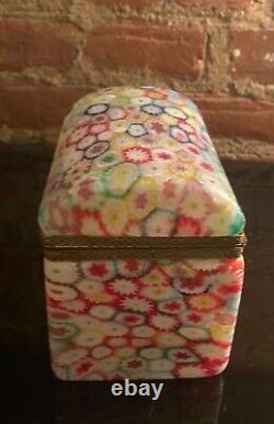 Vintage Murano Glass Fratelli Toso Millefiori Trinket Box Vanity Casket Trunk