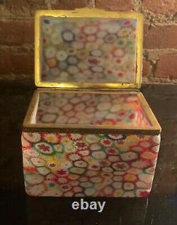 Vintage Murano Glass Fratelli Toso Millefiori Trinket Box Vanity Casket Trunk