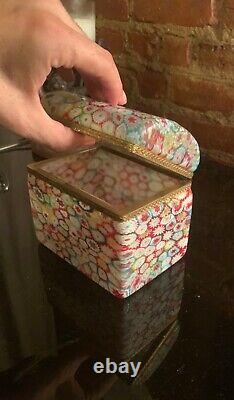 Vintage Murano Glass Fratelli Toso Millefiori Trinket Box Vanity Casket Trunk