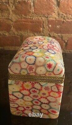 Vintage Murano Glass Fratelli Toso Millefiori Trinket Box Vanity Casket Trunk