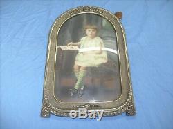 Vintage Ornate Frame Curved Glass Art Victorian Picture Frame Carved GIRL 18x12