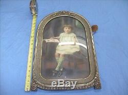 Vintage Ornate Frame Curved Glass Art Victorian Picture Frame Carved GIRL 18x12
