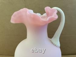 Vintage PEACHBLOW Victorian Art Glass Pitcher PINK / WHITE