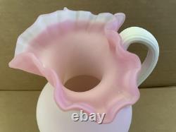 Vintage PEACHBLOW Victorian Art Glass Pitcher PINK / WHITE