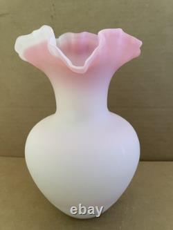 Vintage PEACHBLOW Victorian Art Glass Pitcher PINK / WHITE