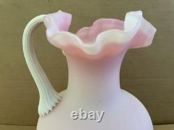 Vintage PEACHBLOW Victorian Art Glass Pitcher PINK / WHITE
