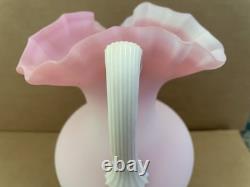 Vintage PEACHBLOW Victorian Art Glass Pitcher PINK / WHITE