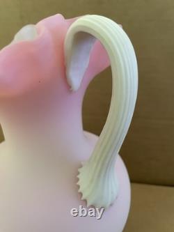 Vintage PEACHBLOW Victorian Art Glass Pitcher PINK / WHITE