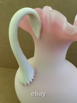 Vintage PEACHBLOW Victorian Art Glass Pitcher PINK / WHITE
