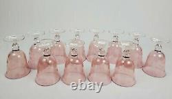 Vintage SC Line Italy Etched Pink Floral Wine Water Glass Goblet Set of 12