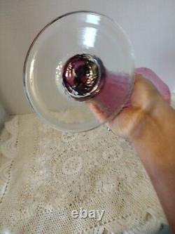 Vintage Victorian 12 Cranberry be Swirl Glass Vase with Ruffled Opening Clear