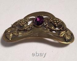 Vintage Victorian Art Nouveau George Steere Sash Pin Large Grapes Purple Stone