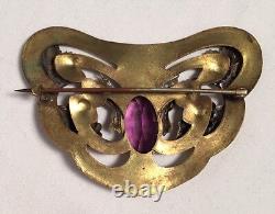 Vintage Victorian Art Nouveau George Steere Sash Pin Large Grapes Purple Stone