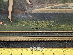 Vintage Victorian Art Print Litho Enchantment Ladies In Garden Framed Glass