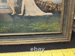 Vintage Victorian Art Print Litho Enchantment Ladies In Garden Framed Glass