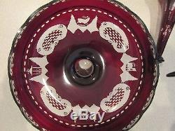 Vintage Victorian Bohemian 2 pc. Ruby cut Epergne centerpiece vace