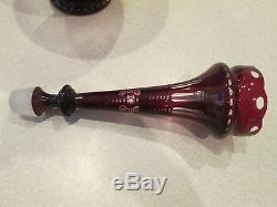 Vintage Victorian Bohemian 2 pc. Ruby cut Epergne centerpiece vace