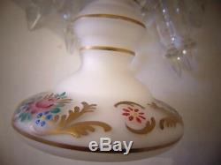 Vintage Victorian Bohemian Floral Vases Glass Crystal Drop Chandelier Prisms