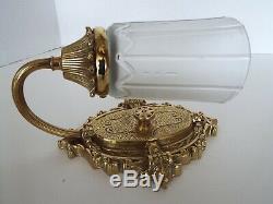 Vintage Wall Sconces Polished Brass Frosted Glass Shades Victorian Art Deco Pair