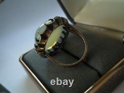 Vintage deco victorian JEWELRY HUGE Large Vintage RING Antique Opalite art glass