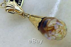 Vintage gold VICTORIAN ART DECO LAVALIERE FLOATING OPAL GLASS CHARM necklace