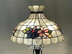 Vtg 18 Capiz Shell Lamp Shade Pink Blue Flowers Victorian Deco MCM Tiffany Styl