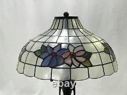 Vtg 18 Capiz Shell Lamp Shade Pink Blue Flowers Victorian Deco MCM Tiffany Styl